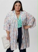 Kimono Amplo Abstrato Colorido com Fendas
