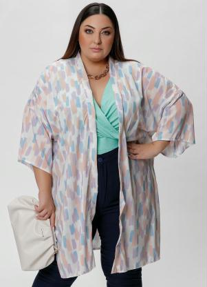 Kimono Amplo (Abstrato Colorido) com Fendas