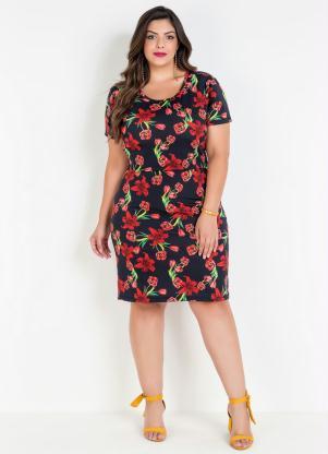 Conjunto Plus Size Cropped e Saia Lpis (Floral)