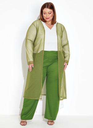 Conjunto (Verde) Cardigan e Cala Plus Size