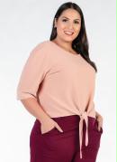 Blusa Plus Size Rosê com Amarração