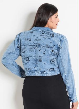jaqueta jeans com estampa nas costas