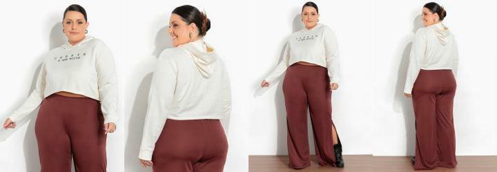 Casaco Cropped Off White Estampa Puff Plus Size