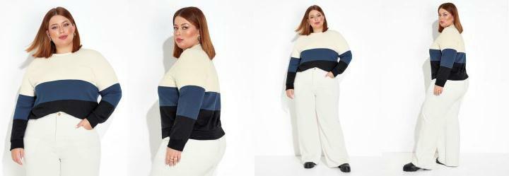 Casaco Tricolor com Recortes Plus Size