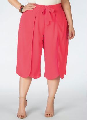 Pantacourt Plus Size (Coral) com Amarrao