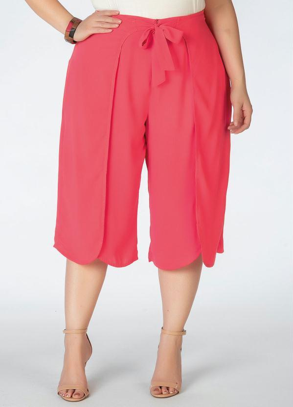Pantacourt Plus Size (Coral) com Amarrao