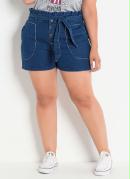 Short Jeans Clochard Plus Size com Amarração