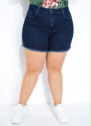 Short Jeans com Barra Desfiada Sawary Plus Size