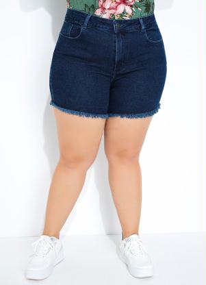 Short (Jeans) com Barra Desfiada Sawary Plus Size