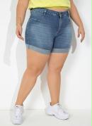 Short Jeans com Barra Dobrada Sawary Plus Size