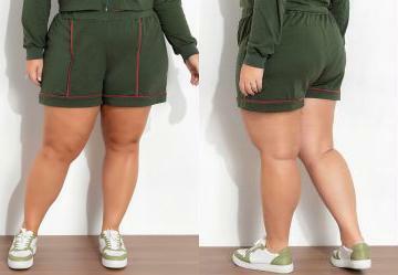 Short Verde com Elstico na Cintura Plus Size