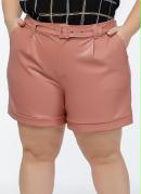 Shorts Curto Plus Size Rosa com Cinto