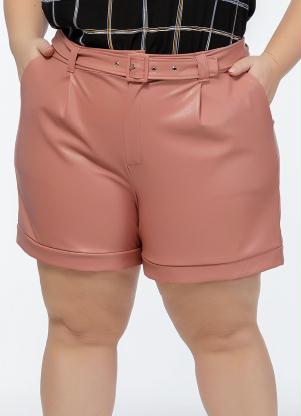 Shorts Curto Plus Size (Rosa) com Cinto