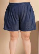 Shorts Plus Size Azul com Elástico