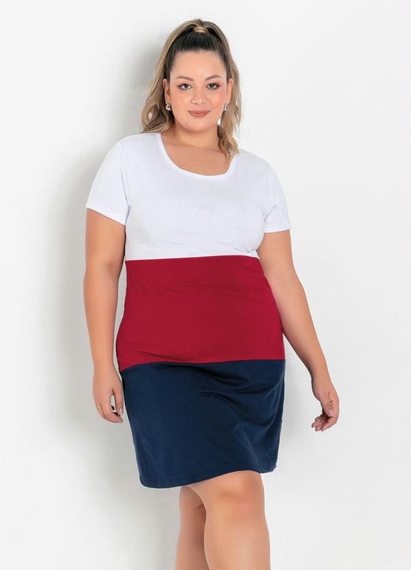 Vestido (Tricolor) com Recortes Plus Size