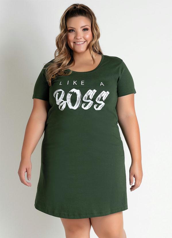 T-Shirt Dress (Verde Militar) Plus Size