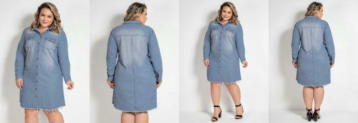 Vestido Chemise Jeans Plus Size