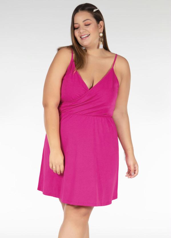 Vestido Curto (Pink) Transpassado Plus Size