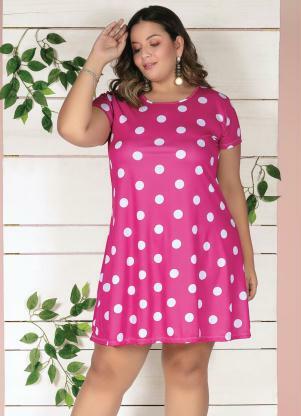Vestido Curto (Po Pink) Soltinho Plus Size