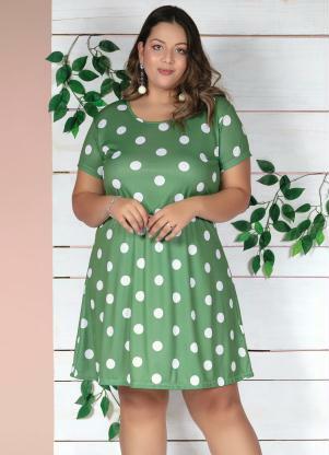 Vestido Curto (Po Verde) Soltinho Plus Size