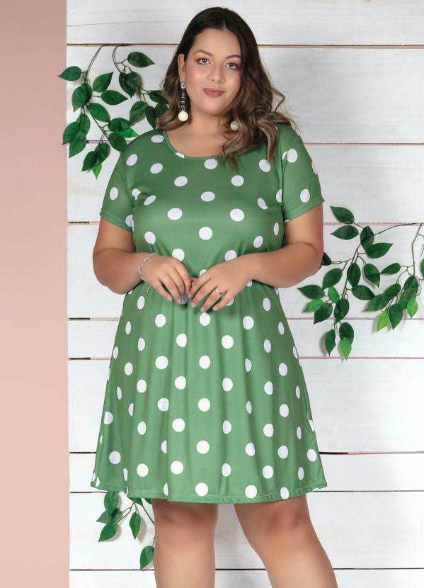 Vestido Curto (Po Verde) Soltinho Plus Size