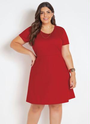 Vestido Evasê (Vermelho) Plus Size