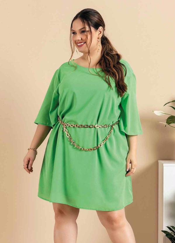 Vestido Plus Size (Verde) com Faixa
