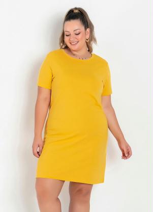 Vestido T-Shirt (Amarelo) Plus Size