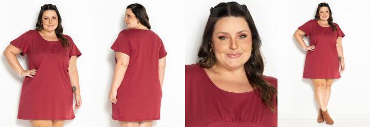 Vestido Terracota com Franzido Plus Size