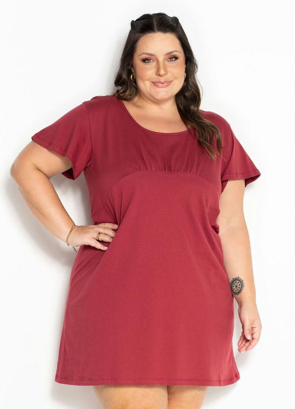 Vestido (Terracota) com Franzido Plus Size