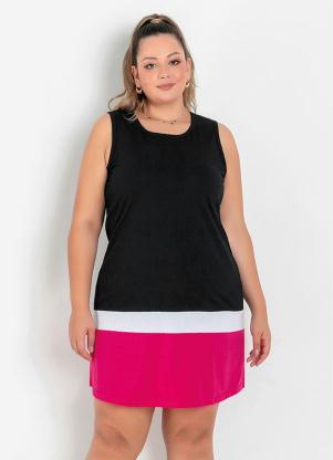 Vestido (Tricolor) com Recortes Plus Size