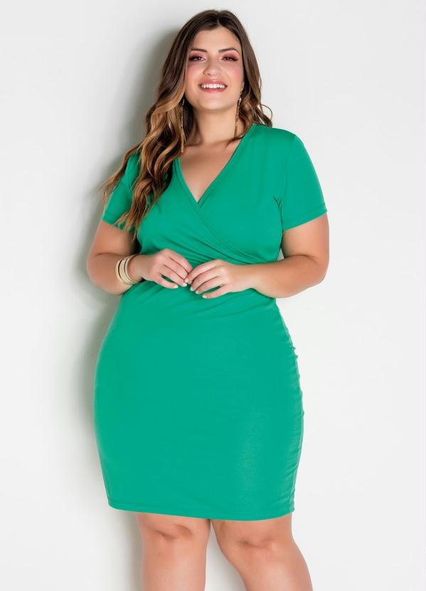 Vestido (Verde) Plus Size Transpassado