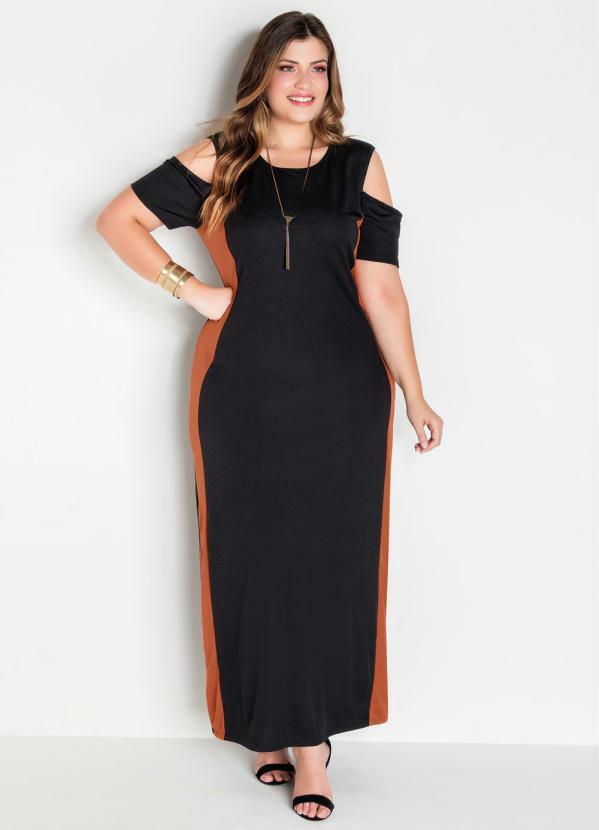 vestido bicolor plus size