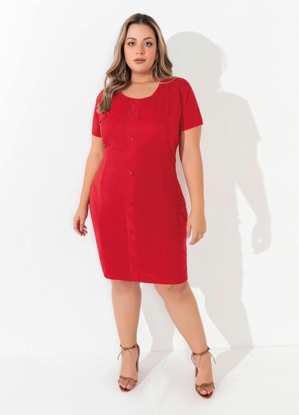Vestido (Vermelho) com Botes Plus Size