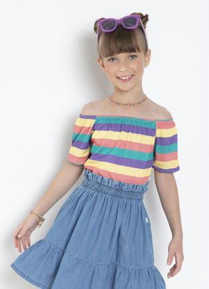 Blusa Infantil (Listras Color) Ombro a Ombro