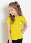 Blusa Infantil Amarelo Neon com Aplicação