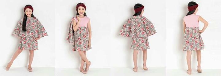 Conjunto Infantil Floral Vestido e Capa