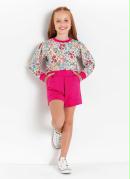 Conjunto Infantil Casaco Floral Shorts Pink 