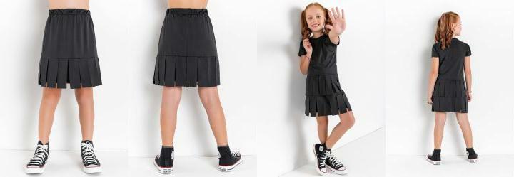 Saia Infantil Preta com Tiras