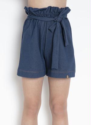 Shorts Infantil (Azul) com Faixa para Amarrar