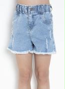 Shorts Infantil Jeans Claro com Barra Desfiada