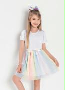 Vestido Infantil Multicolor com Saia de Tule