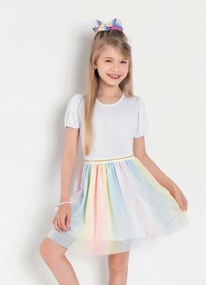 Vestido Infantil (Multicolor) com Saia de Tule