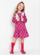 Vestido Infantil Xadrez Rosa com Bolero
