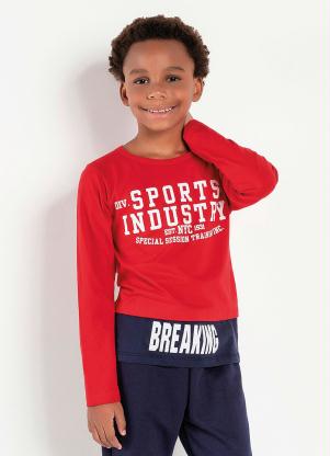 Camiseta Infantil (Vermelha/Azul) com Sopreposio