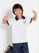 Camisa Polo Infantil Branca com Gola Marinho 