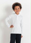 Camisa Polo Infantil Branca Mangas Longas