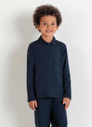 Camisa Polo Infantil (Marinho) Mangas Longas