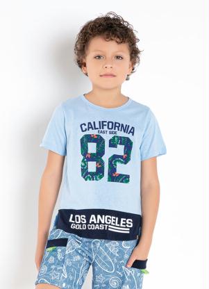Camiseta Infantil (Azul) com Estampa Frontal