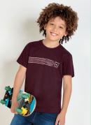 Camiseta Infantil Bordô Mangas Curtas Nicoboco